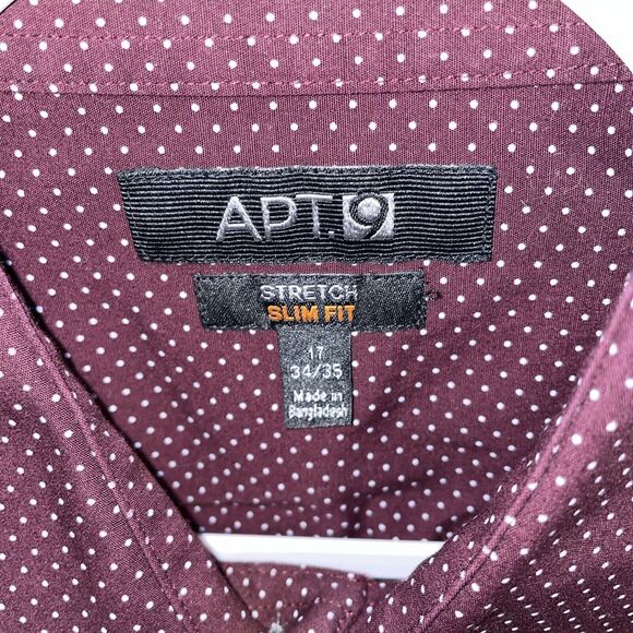Apt. 9 Dress Shirt Men’s Size Large Purple Dotted Long Sleeve Button Up 17 34/35 - Picture 2 of 12